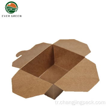 Tek kullanımlık gıda paket servisi olan kahverengi Kraft Kağıt Ambalaj Kasesi